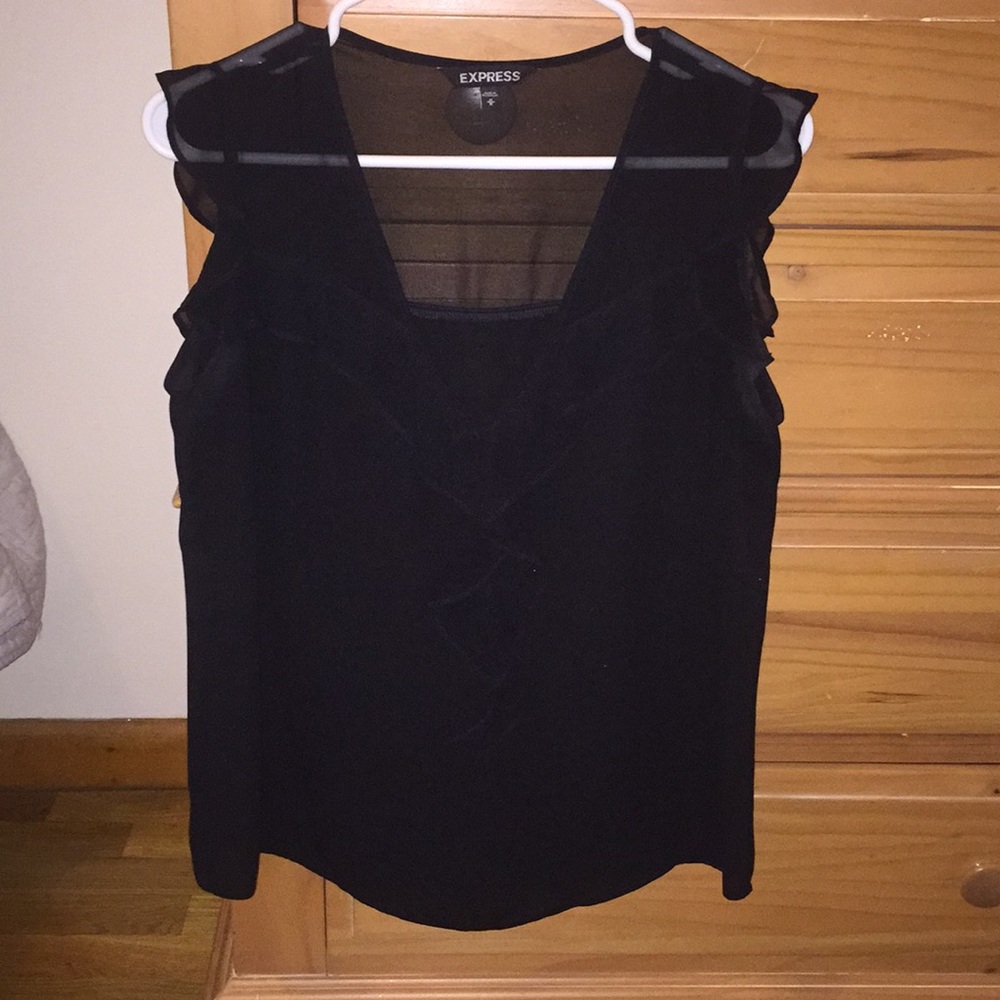 Black Sheer V-Neck Express Top